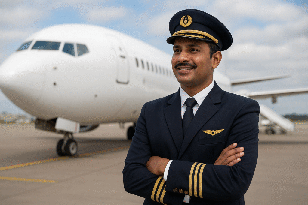 A young student beginning pilot training in a classroom, symbolizing the first step to becoming a commercial pilot in India.